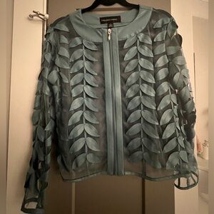Colleen Lopez Women's Sheer Leaf Pattern Jacket - Light Blue